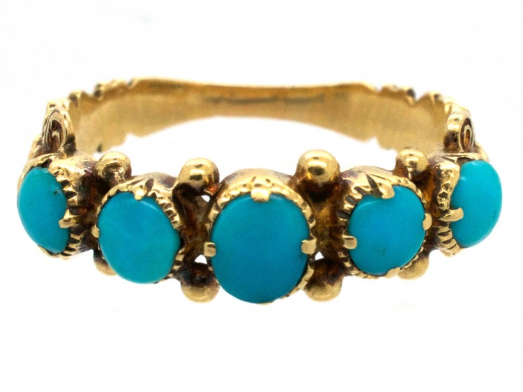 Regency 18ct Gold & Five Stone Turquoise Ring