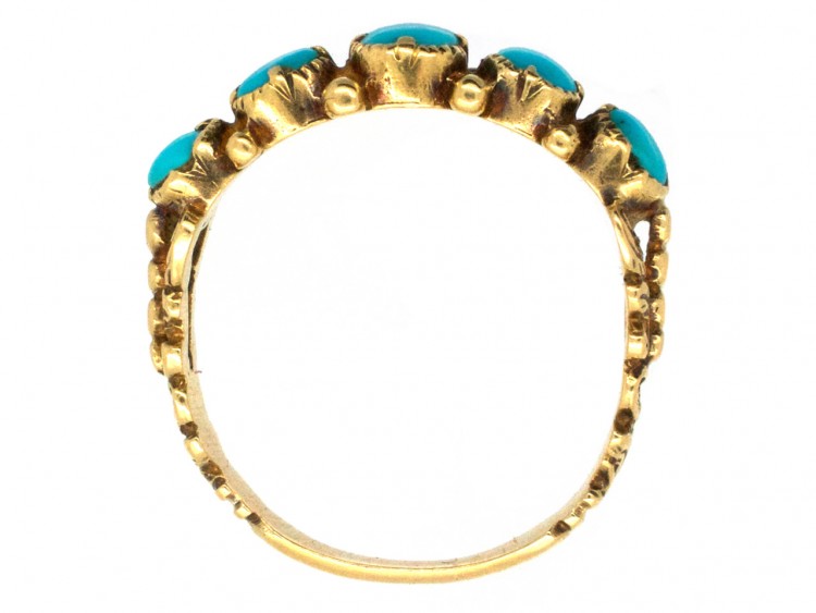 Regency 18ct Gold & Five Stone Turquoise Ring