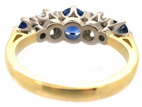 Sapphire & Diamond Five Stone 18ct Gold Ring
