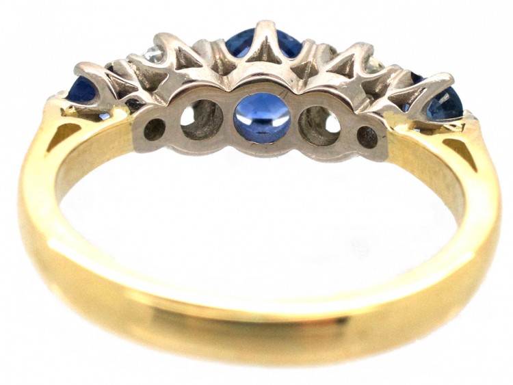 Sapphire & Diamond Five Stone 18ct Gold Ring
