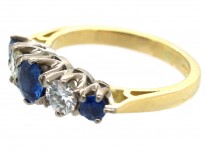 Sapphire & Diamond Five Stone 18ct Gold Ring