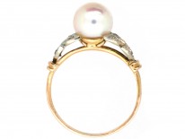 18ct Gold Cultured Pearl & Diamond Ring
