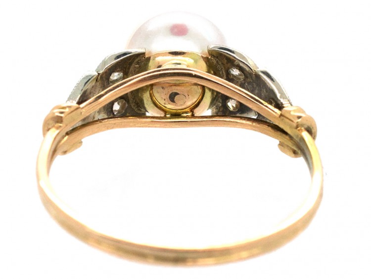 18ct Gold Cultured Pearl & Diamond Ring