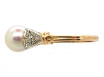 18ct Gold Cultured Pearl & Diamond Ring