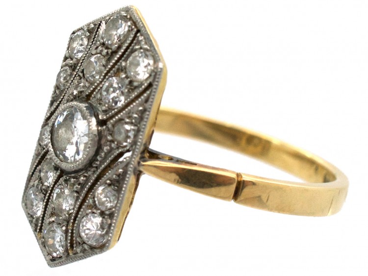 Art Deco Rectangular Wave Design Diamond Ring
