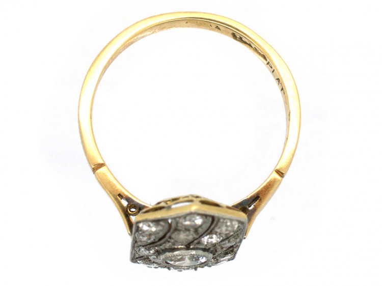 Art Deco Rectangular Wave Design Diamond Ring