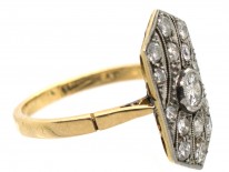 Art Deco Rectangular Wave Design Diamond Ring