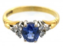 18ct Gold Ceylon Sapphire & Diamond Ring