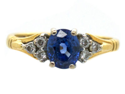 18ct Gold Ceylon Sapphire & Diamond Ring