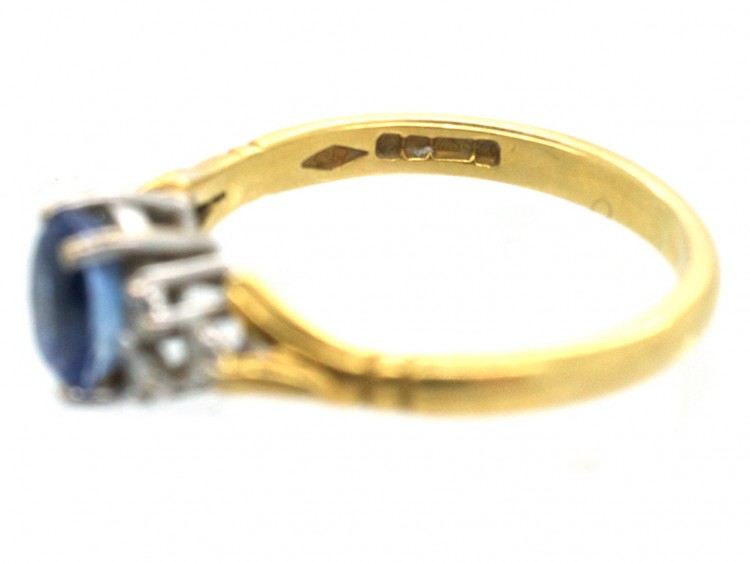 18ct Gold Ceylon Sapphire & Diamond Ring