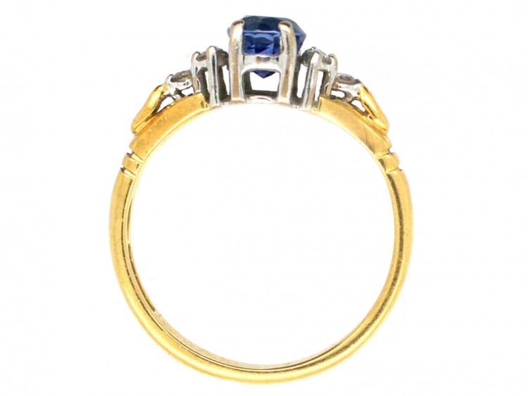 18ct Gold Ceylon Sapphire & Diamond Ring