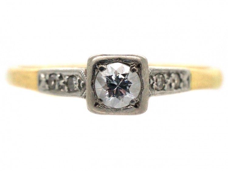 Diamond Solitaire Ring with Diamond Set Shoulders