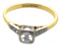Diamond Solitaire Ring with Diamond Set Shoulders