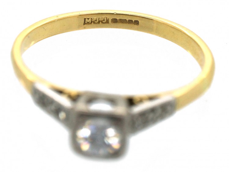 Diamond Solitaire Ring with Diamond Set Shoulders