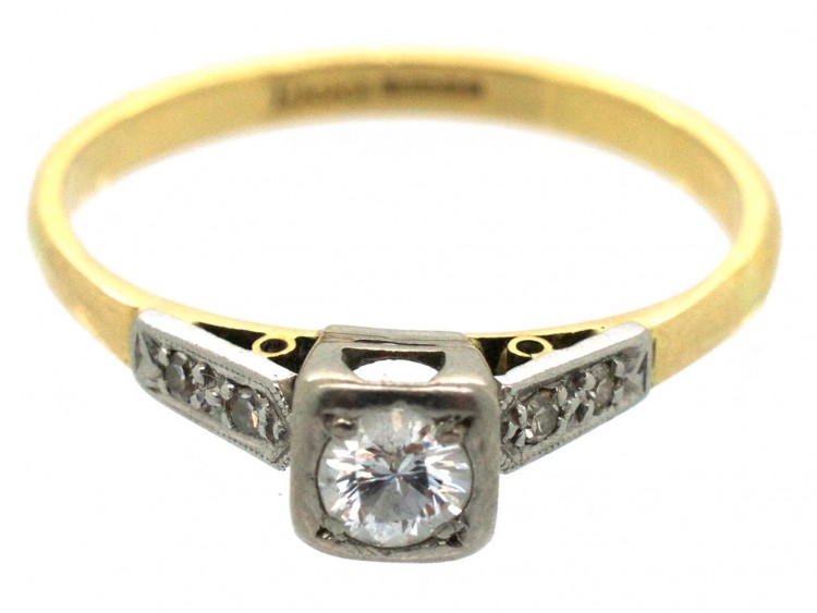 Diamond Solitaire Ring with Diamond Set Shoulders