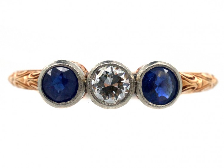 Sapphire & Diamond Three Stone Ring