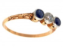 Sapphire & Diamond Three Stone Ring