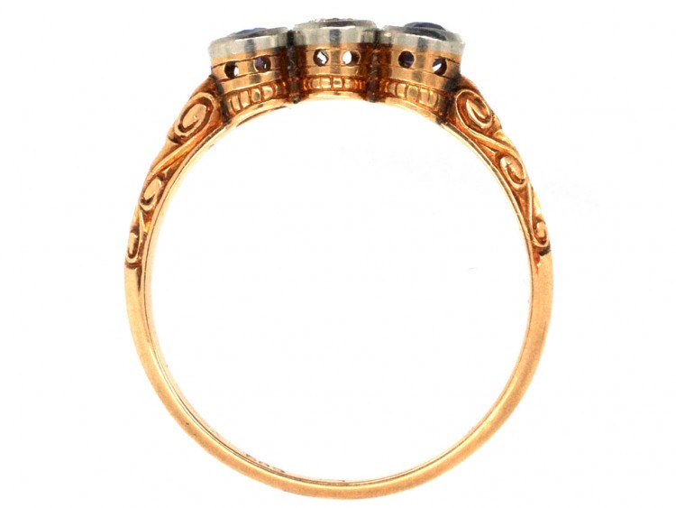 Sapphire & Diamond Three Stone Ring