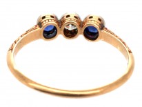 Sapphire & Diamond Three Stone Ring