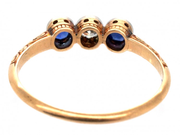 Sapphire & Diamond Three Stone Ring