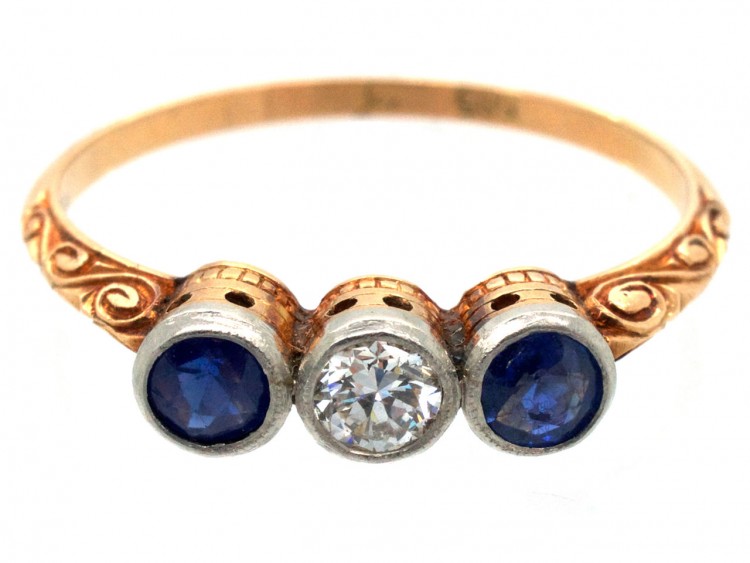 Sapphire & Diamond Three Stone Ring