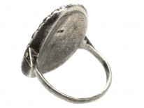 Art Deco Large Silver & Marcasite Oval Ring
