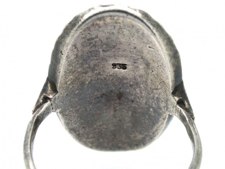 Art Deco Large Silver & Marcasite Oval Ring