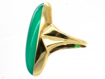 Large Gold & Oval Green Chalcedony Ring