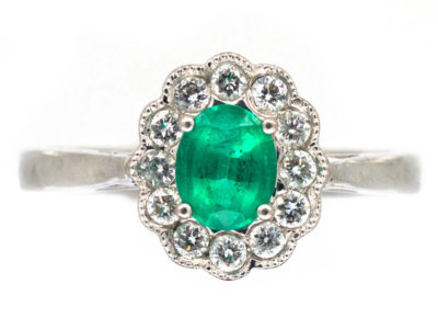 Emerald & Diamond Oval Cluster Ring