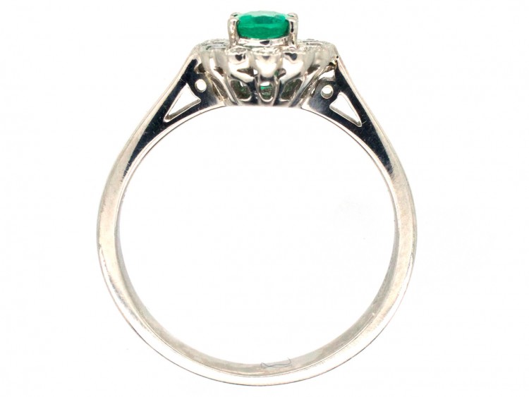 Emerald & Diamond Oval Cluster Ring