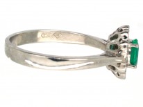 Emerald & Diamond Oval Cluster Ring