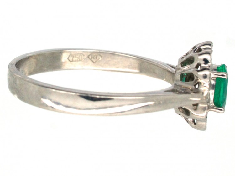 Emerald & Diamond Oval Cluster Ring