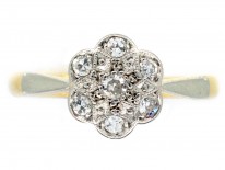 Edwardian 18ct Gold & Platinum Diamond Set Daisy Ring