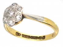 Edwardian 18ct Gold & Platinum Diamond Set Daisy Ring
