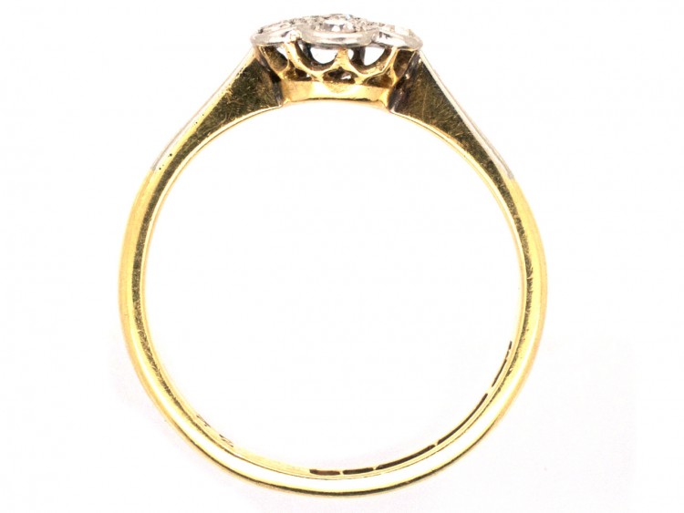 Edwardian 18ct Gold & Platinum Diamond Set Daisy Ring
