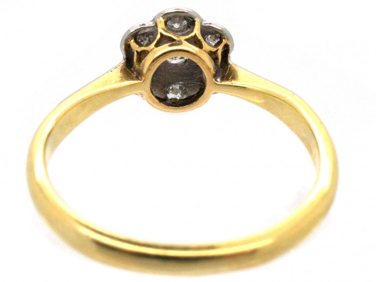 Edwardian 18ct Gold & Platinum Diamond Set Daisy Ring