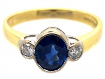 18ct Gold Sapphire & Diamond Three Stone Ring
