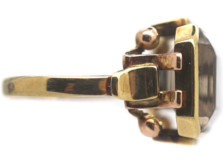 Retro 14ct Gold & Smoky Quartz Ring