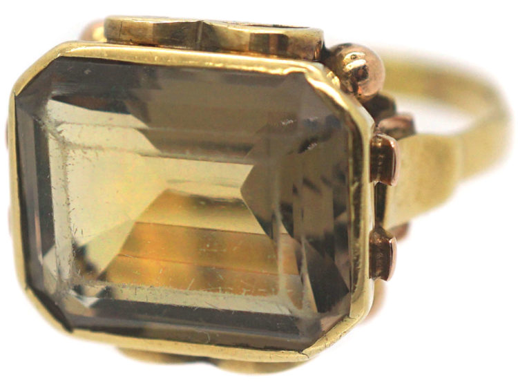 Retro 14ct Gold & Smoky Quartz Ring