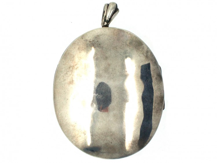 Large Silver Oval Victorian Locket
