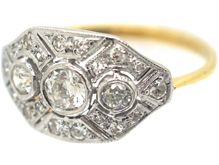 18ct White Gold & Platinum Diamond Octagonal Ring