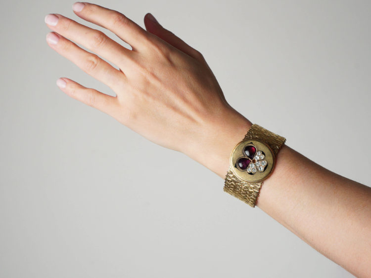 Victorian Pinchbeck Pansy Motif Bracelet