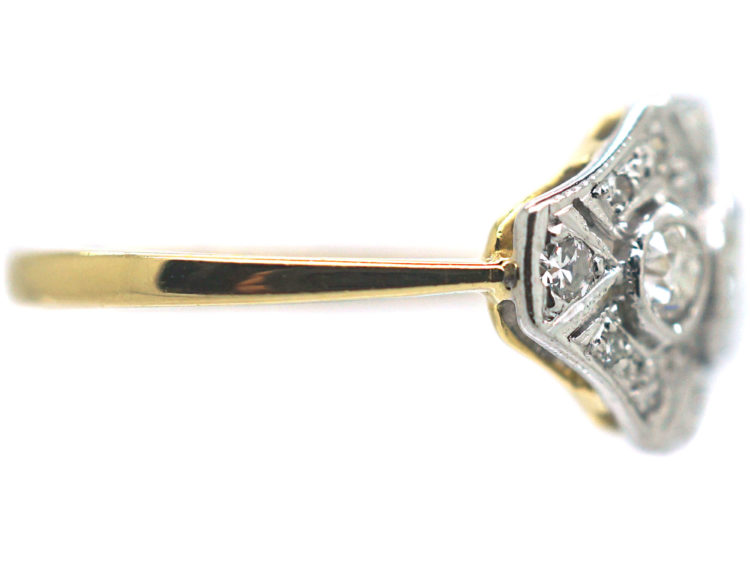 18ct White Gold & Platinum Diamond Octagonal Ring