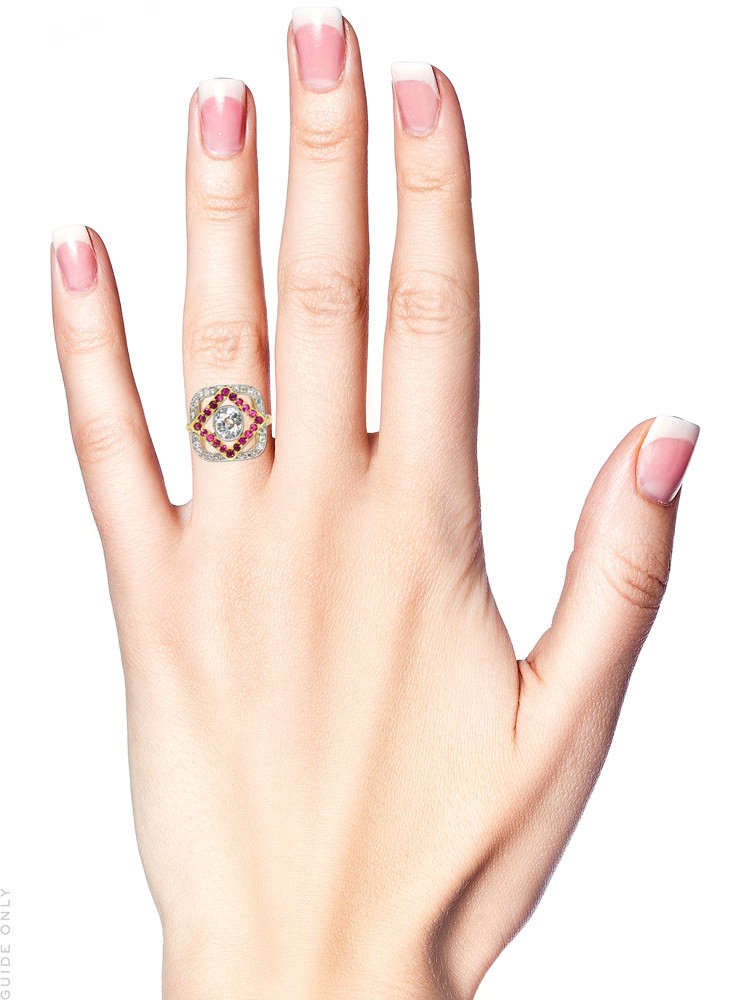 Art Deco Diamond & Ruby Square Ring