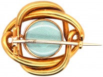 Victorian 18ct Gold Coily Brooch Set With a Cabochon Garnet & Diamonds