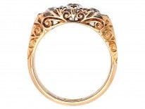 Victorian Three Stone Diamond Carved Half Hoop Ring
