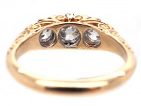 Victorian Three Stone Diamond Carved Half Hoop Ring