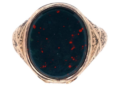 Victorian Opening Gold ​& Bloodstone Signet Ring