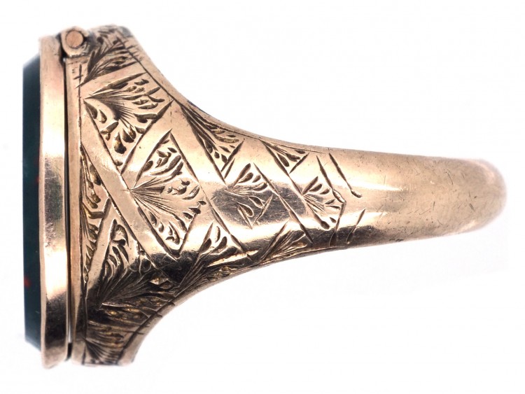 Victorian Opening Gold ​& Bloodstone Signet Ring