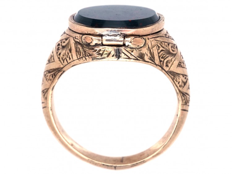 Victorian Opening Gold ​& Bloodstone Signet Ring